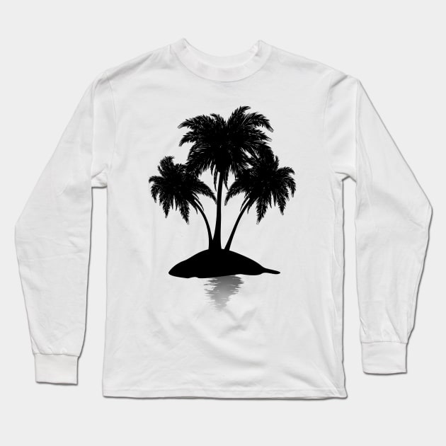 Small tropical island silhouette Long Sleeve T-Shirt by AnnArtshock